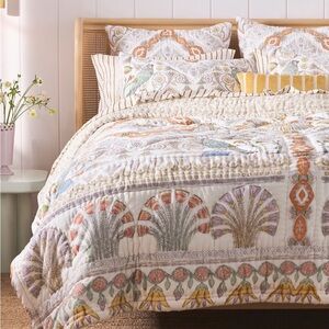 Anthropologie The Printed Cotton Voile Quilt- Queen New Without Tags